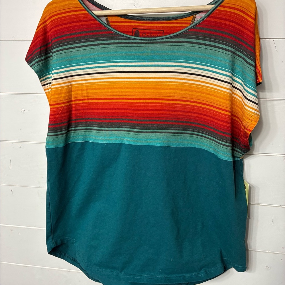 Vibrant Striped Short Sleeve Women's Top